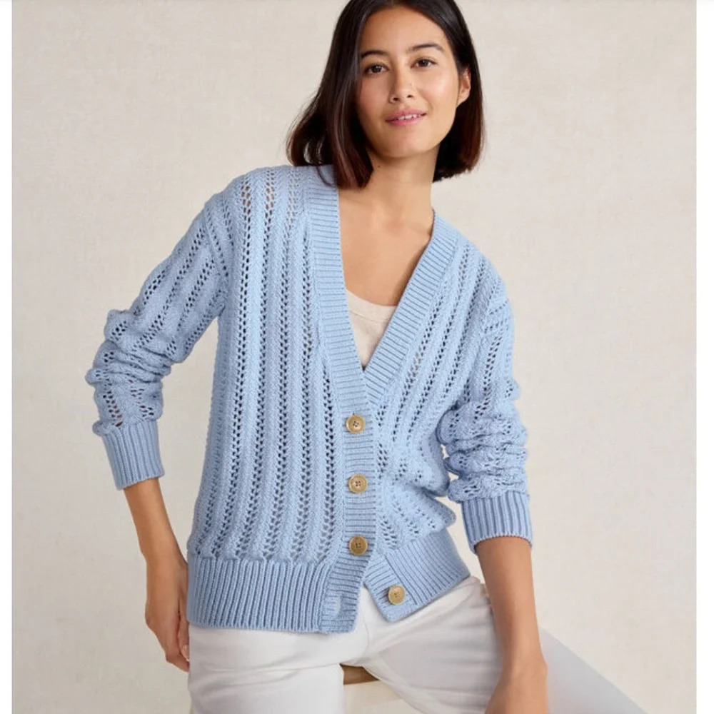 Haven Well Within Open Stitch Cardigan Button Down Sweater DewDrop Size XL EUC